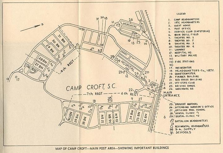Map of Cantonment Area from 1943 Trainee Manual