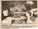 My father's grave ( photo taken by local newspaper on Memorial Day in 1990).