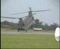 Chinook helicoptor in reverse twin rotor air show...